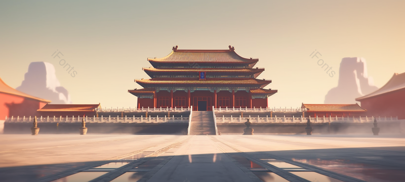 中国北京故宫午门全景画,插画/手绘图,插画/手绘图库,插画/手绘图下载,插画/手绘